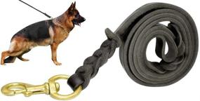 img 3 attached to 🐾 Premium Black Leather Dog Leash - Quality Braided Training Leash - Heavy-Duty Military Grade - Ideal for Training & Walking - 4ft Length by 1/2" Width