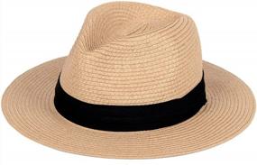 img 4 attached to Women'S Summer Beach Sun Hat: Panama Straw Fedora W/ Wide Brim & UPF50+ Protection