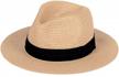 women's summer beach sun hat: panama straw fedora w/ wide brim & upf50+ protection logo