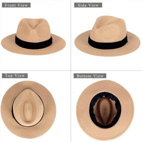 img 3 attached to Женская летняя пляжная шляпа от солнца: соломенная шляпа-панама с широкими полями и защитой UPF50+