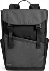 img 4 attached to Tomtoc 18L Flap Рюкзак для ноутбука, легкий водостойкий рюкзак для школьных путешествий в колледже, книжная сумка для 13-16-дюймовых MacBook, прочный рюкзак Work-Pack с большой емкостью - черный