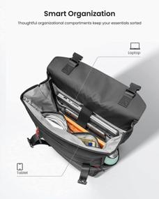 img 2 attached to Tomtoc 18L Flap Рюкзак для ноутбука, легкий водостойкий рюкзак для школьных путешествий в колледже, книжная сумка для 13-16-дюймовых MacBook, прочный рюкзак Work-Pack с большой емкостью - черный