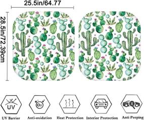 img 3 attached to 🚗 UV Ray Blocking Car Windscreen Sunshade with Green Plants Cactus Pattern - Freewander Organizer for Car Truck Front Window