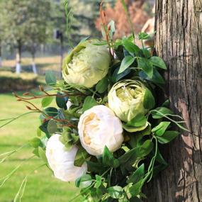 img 1 attached to Vintage Artificial Peony Bouquet - Luyue New Green Silk Flowers