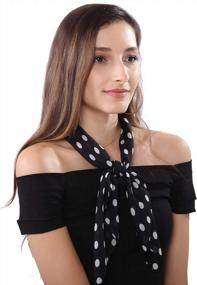 img 3 attached to Прозрачный шифоновый платок с квадратным вырезом MissShorthair в винтажном стиле для женщин