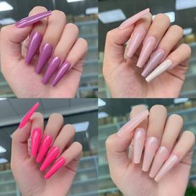 img 2 attached to 400Pcs Solid Color Long Ballerina Press On Nails By AddFavor Coffin - Glossy Design Full Cover Acrylic False Nail Tip Stick-On Nails For Women And Girls Nail Art Decor