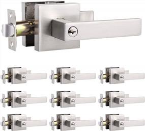 img 4 attached to 10 Pack Satin Nickel Exterior Keyed Door Handles, Locking Entry Levers With Keys Alike Heavy Duty Door Lockset - Knobonly Drop Front Doors