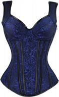 kimring women's gothic jacquard shoulder straps tank overbust corset bustiers logo