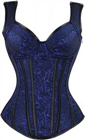 img 4 attached to Kimring Women'S Gothic Jacquard Shoulder Straps Tank Overbust Corset Bustiers
