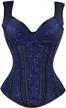 kimring women's gothic jacquard shoulder straps tank overbust corset bustiers logo
