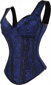 img 1 attached to Kimring Women'S Gothic Jacquard Shoulder Straps Tank Overbust Corset Bustiers