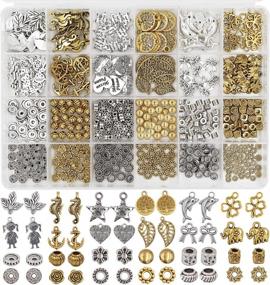 img 4 attached to 420Pcs 24 Style Spacer Charms And Pendants For DIY Jewelry Making Supplies – Silver And Gold Charms For Bracelets And Necklaces, By EuTengHao