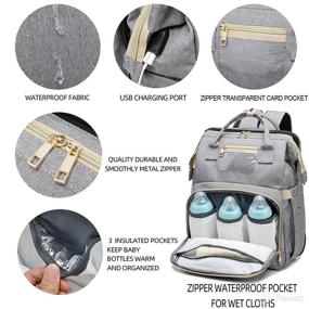 img 3 attached to Premium Grey Diaper Bag Backpack with Changing Station, USB Charging Port, and Foldable Crib – Ideal for Busy Parents On-the-Go!