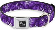 🌺 hibiscus collage purple shades dog collar with seatbelt buckle - multicolor, 15-26 inches, 1.0 inch wide, dc-w30877-l logo