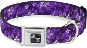 img 4 attached to 🌺 Hibiscus Collage Purple Shades Dog Collar with Seatbelt Buckle - Multicolor, 15-26 Inches, 1.0 Inch Wide, DC-W30877-L