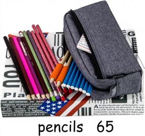 img 3 attached to Pencil Pouch Big Capacity Pencil Case Pen Holder Makeup Zipper Bag Stationery Storage Organizer For Student College Middle High School Supplies And Office Durable