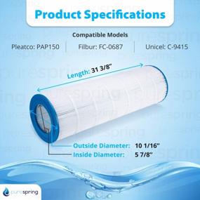 img 3 attached to Pentair R173216, Pleatco PAP150, Pentair CC150 & Unicel C-9415 Pool Filter Cartridge Replacement For PureSpring