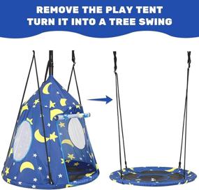 img 1 attached to Zupapa 2-In-1 Hanging Saucer Swing And Play Tent For Kids With 400 Lbs Capacity – Stars And Moon Design, Including Tree Straps For Indoor And Outdoor Use