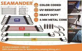 img 2 attached to Seamander 29-Pack Heavy Duty Outdoor Bungee Cord Assortment - Includes 10", 18", 24", 32", And 40" Bungee Cords, 8" Canopy/Tarp Ball Ties, 1 Cargo Net, And 4 Tarp Clips