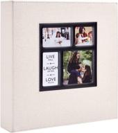 4x6 600 pocket linen photo album for family wedding pictures - holds horizontal & vertical photos, extra large capacity beige cover. logo