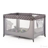 👶 gray portable sturdy crib baby playpen set with mattress & carry bag логотип