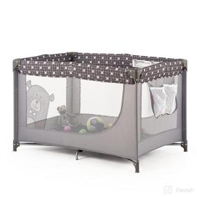 img 4 attached to 👶 Gray Portable Sturdy Crib Baby Playpen Set with Mattress & Carry Bag