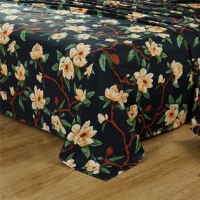 img 1 attached to Vintage Black And Yellow Floral Bedding Set - FADFAY Queen Size Egyptian Cotton Sheets With Elegant Peony Design, 800 Thread Count Deep Pocket Fitted Sheet For Farmhouse Décor - 4 Piece Set Included