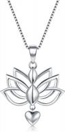 lotus flower yoga heart necklace - 925 sterling silver pendant on box chain for women logo