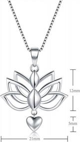img 1 attached to Lotus Flower Yoga Heart Necklace - 925 Sterling Silver Pendant On Box Chain For Women