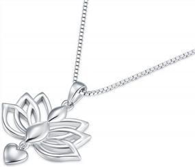img 2 attached to Lotus Flower Yoga Heart Necklace - 925 Sterling Silver Pendant On Box Chain For Women