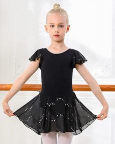 img 2 attached to Shine On Stage: DIPUG Girls' Ballet Leotard With Ruffle Sleeves And Hollow Back Shiny Skirt