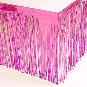 img 3 attached to Add Flair To Your Table With Blukey Metallic Foil Fringe Table Skirt In Pink Tinsel For Rectangle Tables