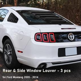 img 3 attached to Улучшите стиль и оттенок вашего Mustang с помощью 3-х жалюзи на задние и боковые окна - матовая черная отделка из АБС-пластика