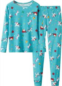 img 4 attached to Girls Tie Dye Cotton Snug-Fit Sleepover Pajama Set Long Sleeve Size 4T-14