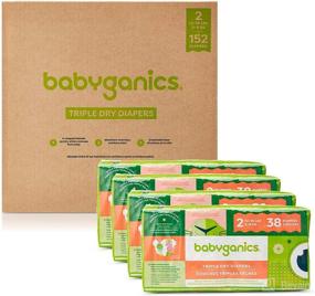 img 3 attached to 👶 Babyganics Size 2 Diapers - 152 Count, Triple Dry Protection, Absorbent and Breathable