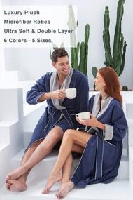 img 1 attached to Plush Microfiber Men'S Robe - Luxury Spa Bathrobe With Warm Lining, Knee-Length - Top-Quality Hotel-Style Robe For Men