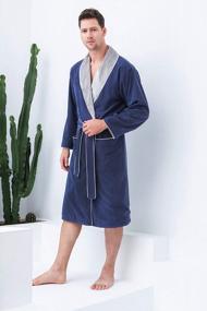 img 3 attached to Plush Microfiber Men'S Robe - Luxury Spa Bathrobe With Warm Lining, Knee-Length - Top-Quality Hotel-Style Robe For Men