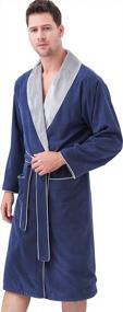 img 4 attached to Plush Microfiber Men'S Robe - Luxury Spa Bathrobe With Warm Lining, Knee-Length - Top-Quality Hotel-Style Robe For Men