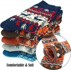 img 1 attached to 5Pack Women'S Vintage Winter Soft Warm Thick Cold Knit Wool Crew Socks, Multicolor, Free Size