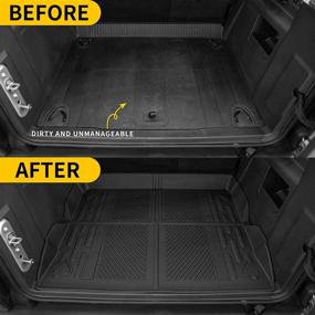 img 3 attached to 🔒 Maxzina Fit 2021 2022 Ford Bronco Cargo Liners: All-Weather TPE Rear Trunk Tray Cargo Mats - Ultimate Protection For Your 2022 Ford Bronco Accessories 4 Doors (Not Fit Bronco Sport)