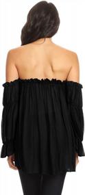 img 3 attached to Stunning Boho Style: Anna-Kaci Women'S Semi Sheer Off Shoulder Peasant Top