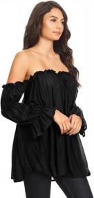 img 2 attached to Stunning Boho Style: Anna-Kaci Women'S Semi Sheer Off Shoulder Peasant Top