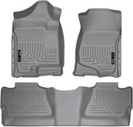 🚗 husky liners weatherbeater series grey floor liners, 98202 – perfect fit for 07-13 silverado/sierra 1500 & 07-14 2500/3500 crew cab! footwell coverage – front & 2nd seat – 3 pcs set logo