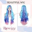 topwigy long multi-colored cosplay wig, mermaid fashion curly wig, halloween anime heat resistant spiral costume natural wigs 80cm hair (multi color, 32") logo