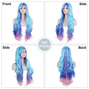 img 1 attached to TopWigy Long Multi-Colored Cosplay Wig, Mermaid Fashion Curly Wig, Halloween Anime Heat Resistant Spiral Costume Natural Wigs 80Cm Hair (Multi Color, 32")