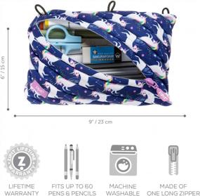 img 2 attached to Unicorn Binder Pencil Pouch For Girls: Holds 60 Pens, Single-Zipper Design By ZIPIT