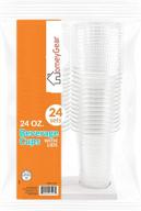 🥤 24 oz - 24 pack of large clear plastic cold drink cups with flat slotted lids | ideal for iced coffee, tea, smoothie, slush, bubble boba | bpa free логотип