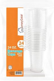 img 1 attached to 🥤 24 oz - 24 Pack of Large Clear Plastic Cold Drink Cups With Flat Slotted Lids | Ideal for Iced Coffee, Tea, Smoothie, Slush, Bubble Boba | BPA Free