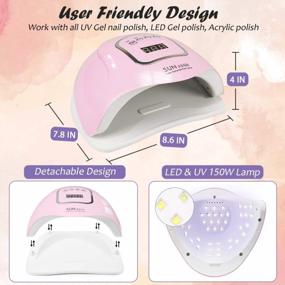 img 3 attached to HIPPIH Pink Portable UV LED Nail Lamp For Gel And Regular Polish, Professional Nail Polish Curing With 4 Timer Settings, Ideal For Nail Art Design And Easy Manicure At Home