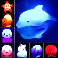 🦄 light-up floating pool fun unicorn dolphin toys - 8 pack bath toys for baby & toddler, 7 color flashing bathtub water toys - boys & girls animal toy set логотип